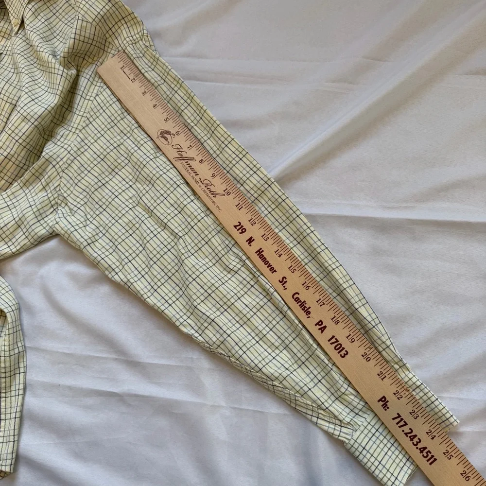 Robert Talbott XL Cream Green Blue Check Button Down Shirt Cotton Top